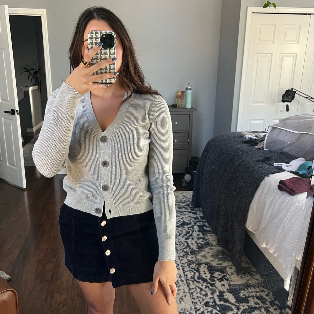 Button-Up V-Neck